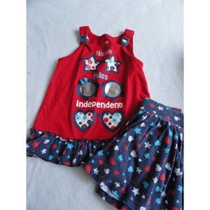 Mix & Match Miss Independent 4th Fourth of July 2 Piece Set Tank & Skort - Size
